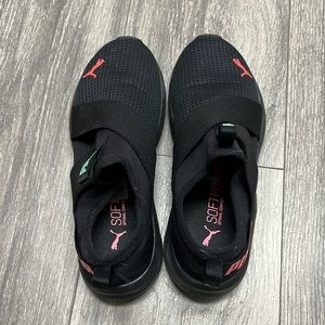 Like brand new black mesh material slip on